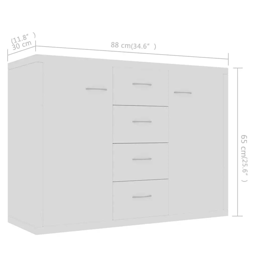 White Sideboard Storage Cabinet with 4 Drawers and 2 Doors