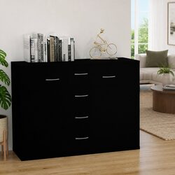Elegant Black Sideboard Storage Cabinet with 4 Drawers