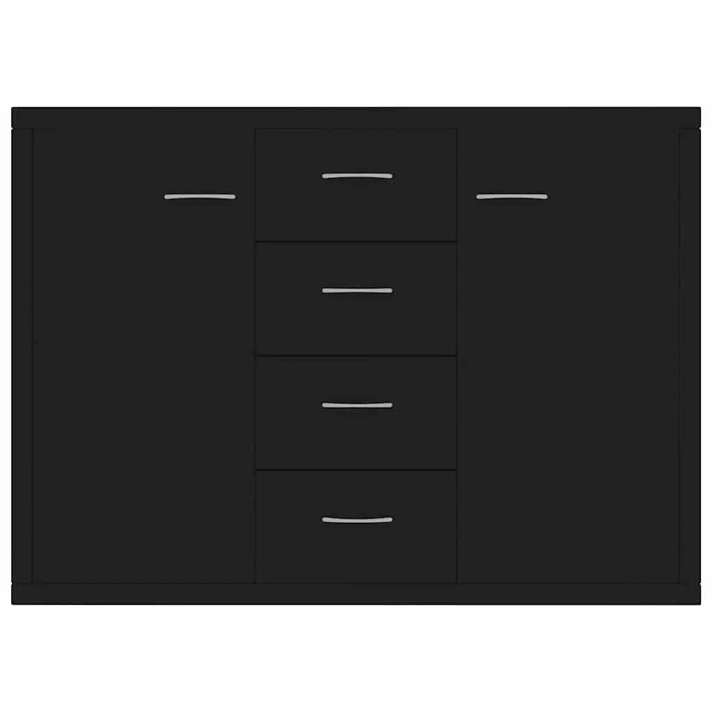 Black Sideboard Storage Cabinet with 4 Drawers