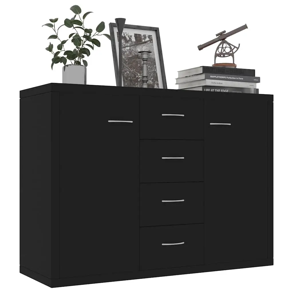Black Sideboard Storage Cabinet with 4 Drawers
