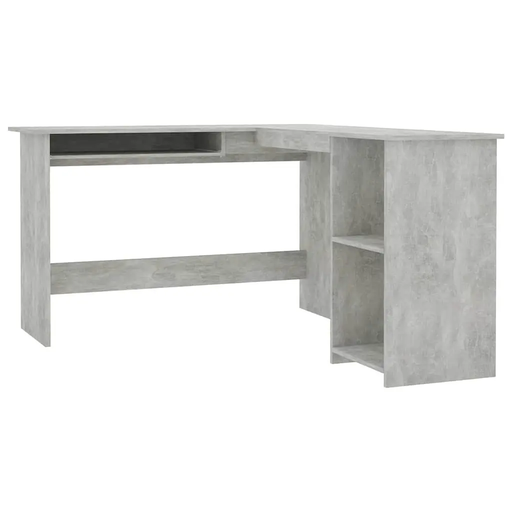 L-Shaped Corner Desk Grey Modern Office Workstation Engineered Wood 120W x 140D x 75H cm