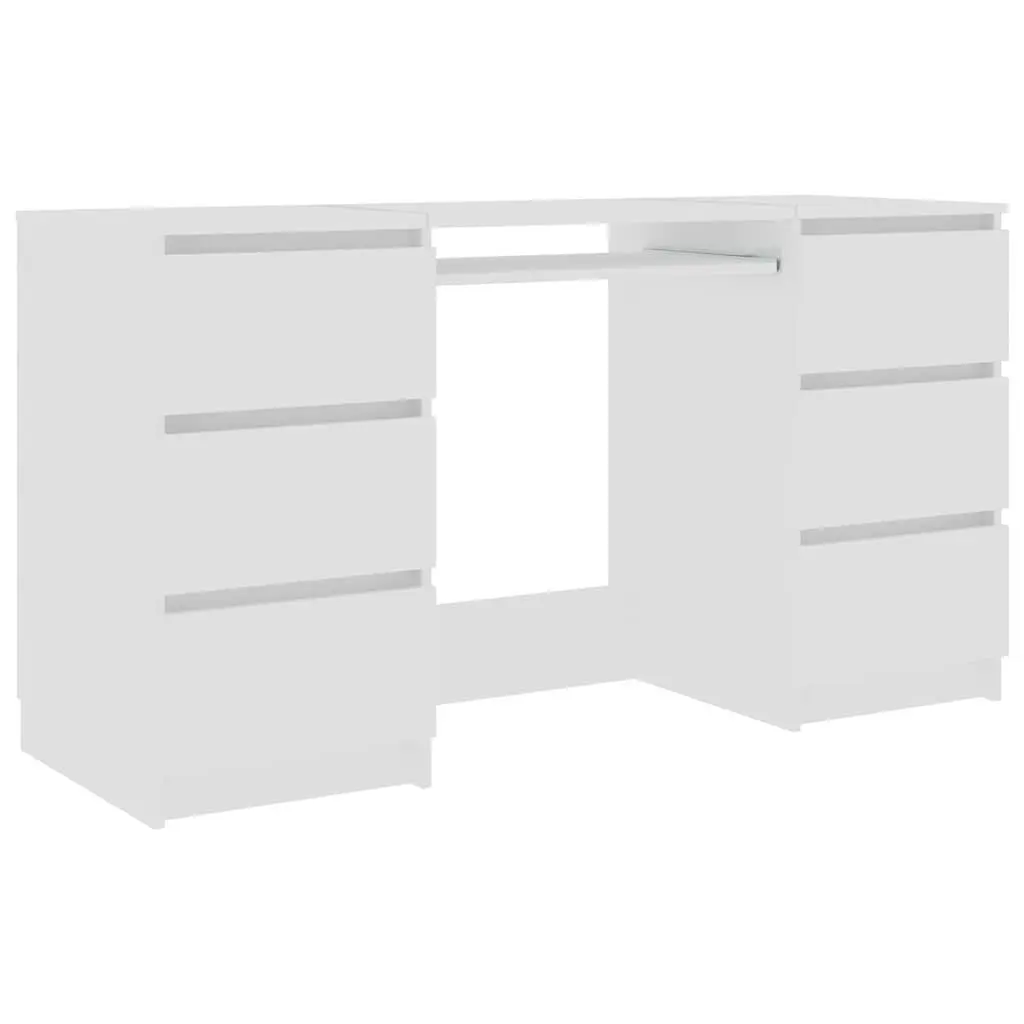 White Writing Desk with Storage Drawers 140cm