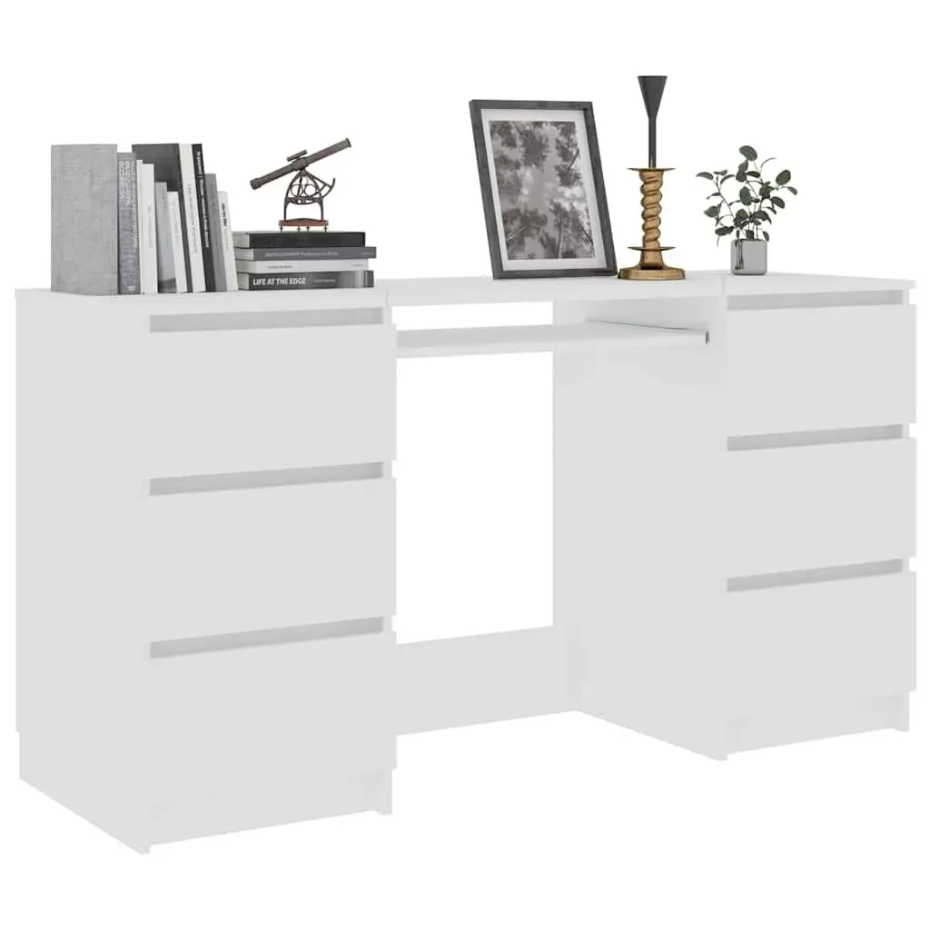 White Writing Desk with Storage Drawers 140cm