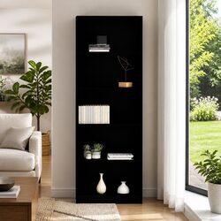 5-Tier Black Engineered Wood Book Cabinet for Your Home