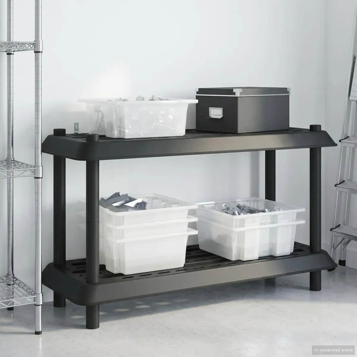 2-Tier Shelving Unit 100 x 40 x 55.5 cm in Anthracite