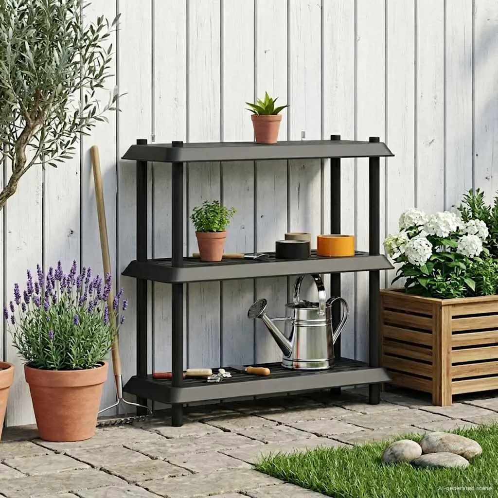 3-Tier Anthracite Shelving Unit for Indoor and Outdoor