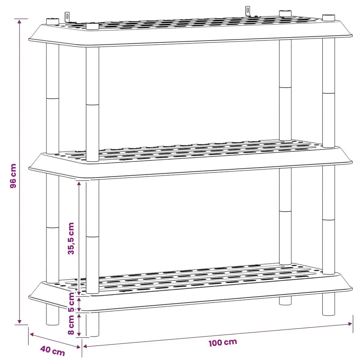 3-Tier Anthracite Shelving Unit for Indoor and Outdoor