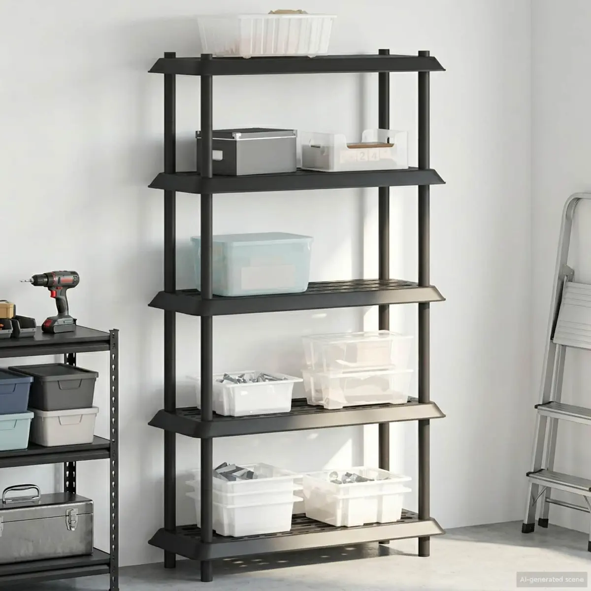 5-Tier Anthracite Shelving Unit 100 x 40 x 177 cm