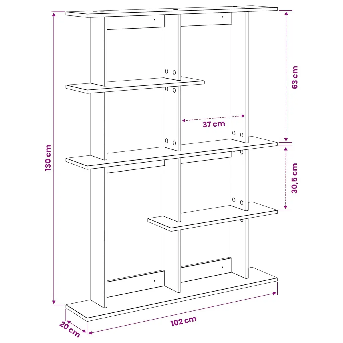 Brown Engineered Wood Wall Shelf Unit for Storage