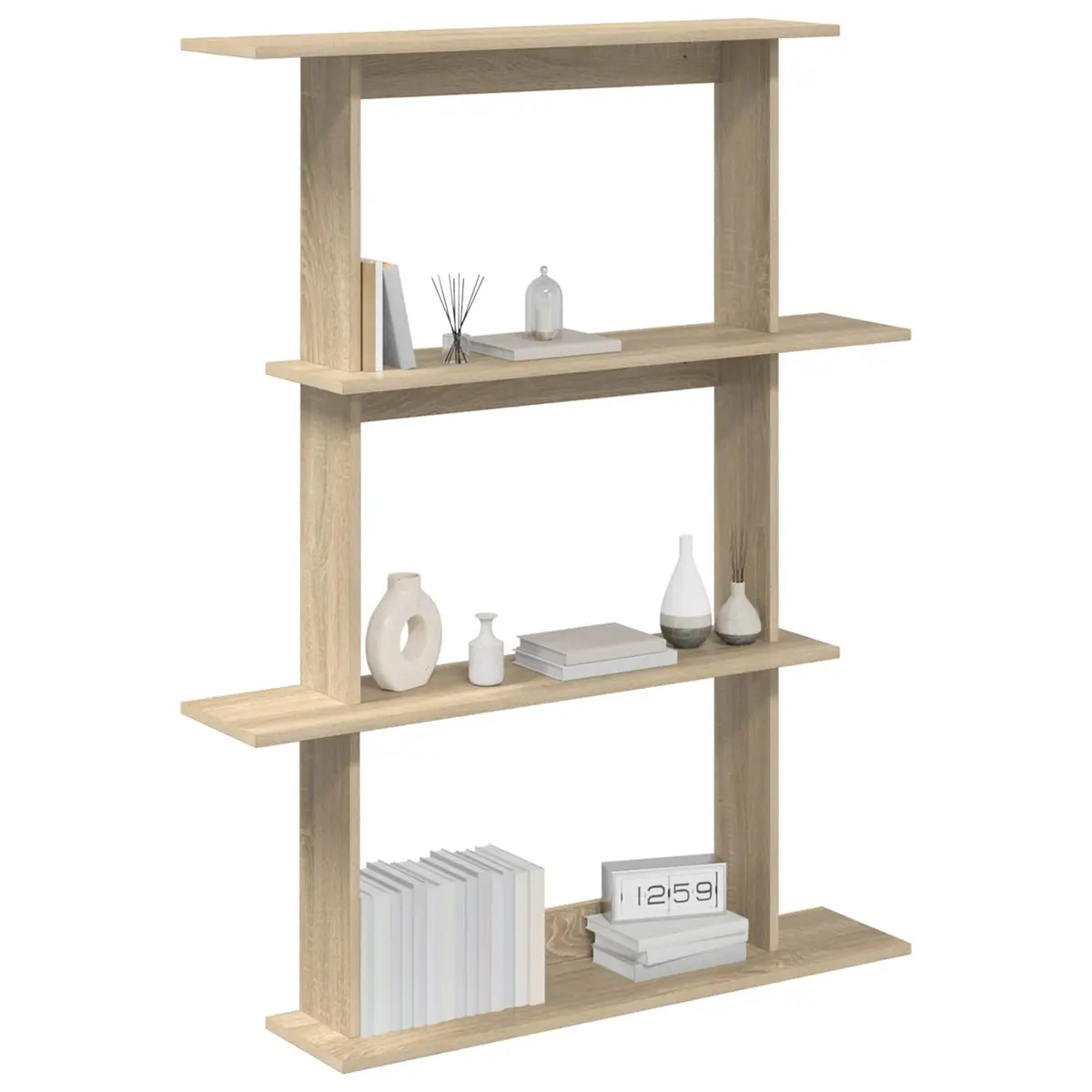 Brown Engineered Wood Wall Shelf Unit 100x20x126cm