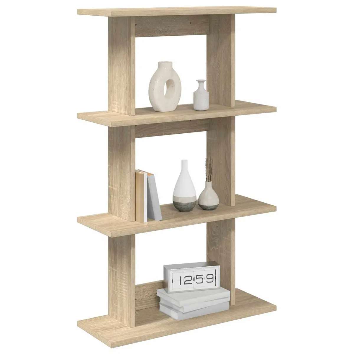 Wall Shelf Wall-Mounted Brown Sonoma Oak Engineered Wood Storage Display Unit