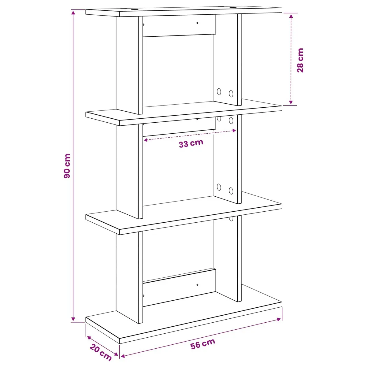 Wall Shelf Wall-Mounted Brown Sonoma Oak Engineered Wood Storage Display Unit