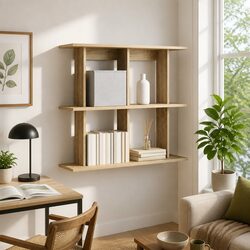 Brown Sonoma Oak Wall-Mounted Shelf for Living Spaces