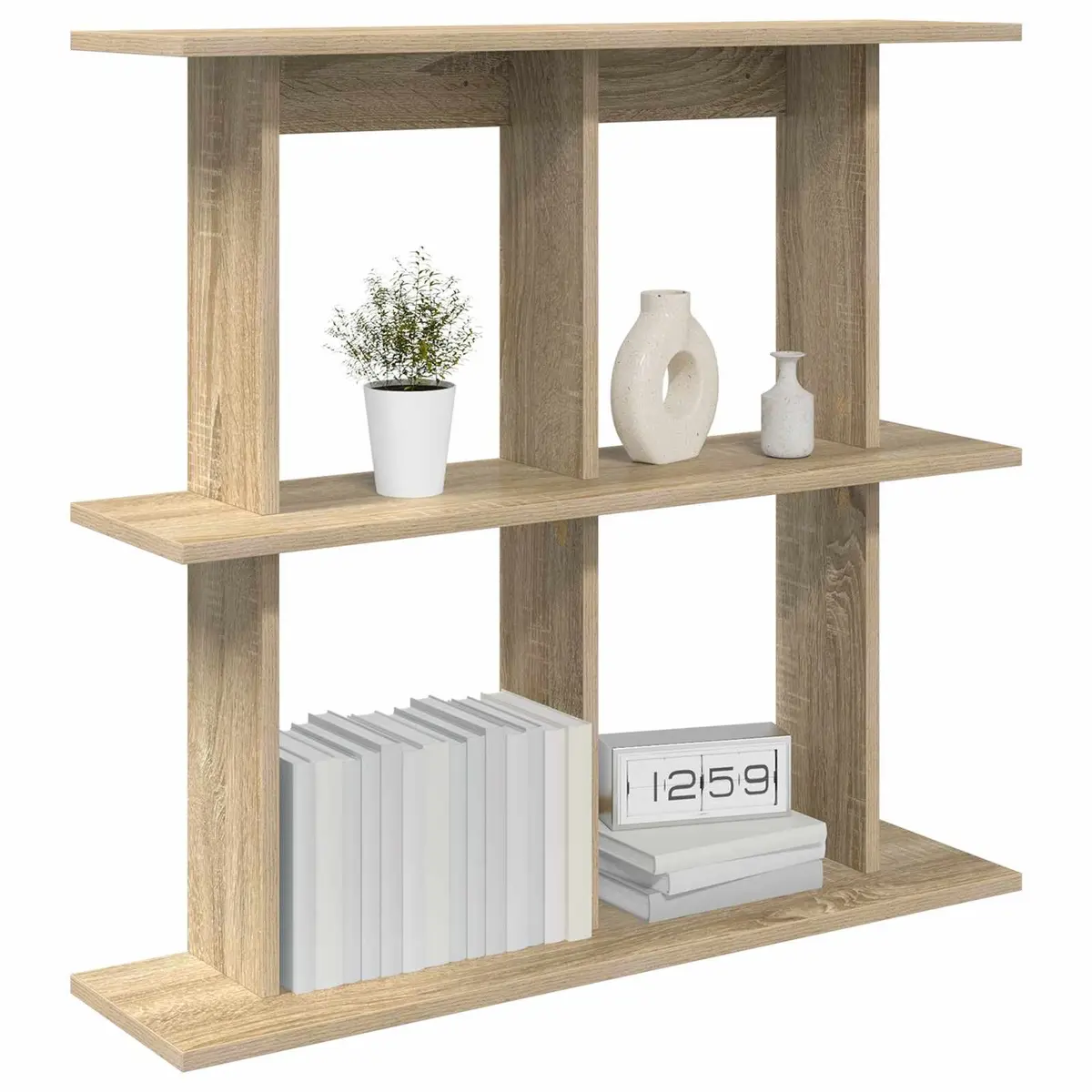 Wall Shelf Wall-Mounted Brown Modern Shelving Unit Storage Sonoma Oak 100cm