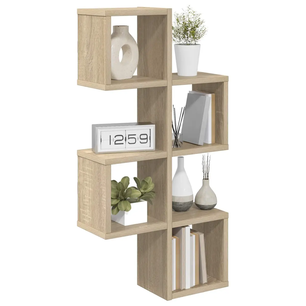 Wall Shelf Wall-Mounted Brown Sonoma Oak Rectangular Storage Display Unit 76cm Engineered Wood