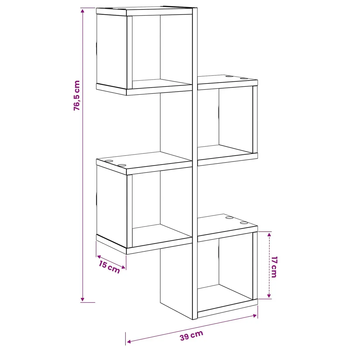 Wall Shelf Wall-Mounted Brown Sonoma Oak Rectangular Storage Display Unit 76cm Engineered Wood