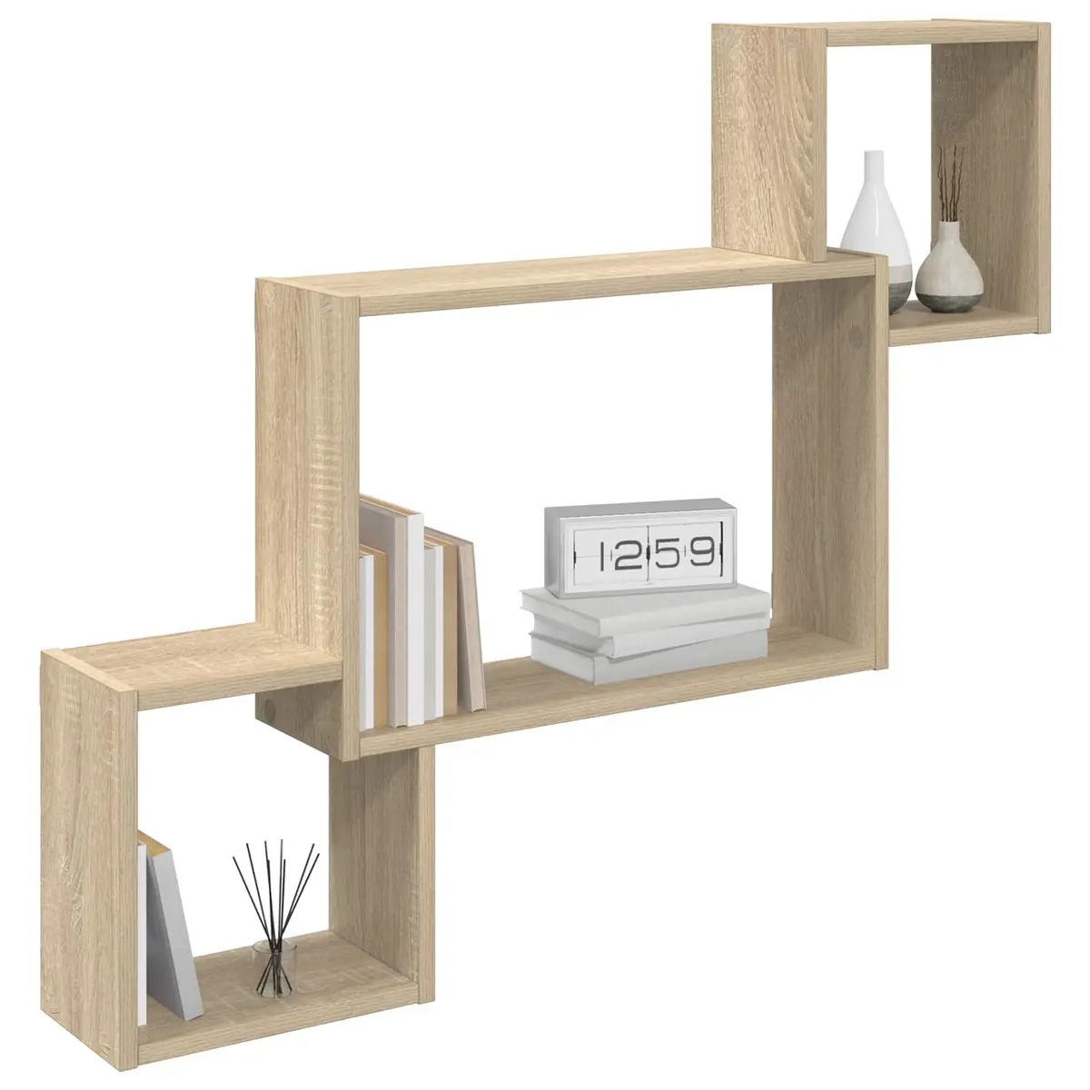 Wall Shelf Wall-Mounted Sonoma Oak Brown Modern 91.5 x 15 x 76 cm Engineered Wood