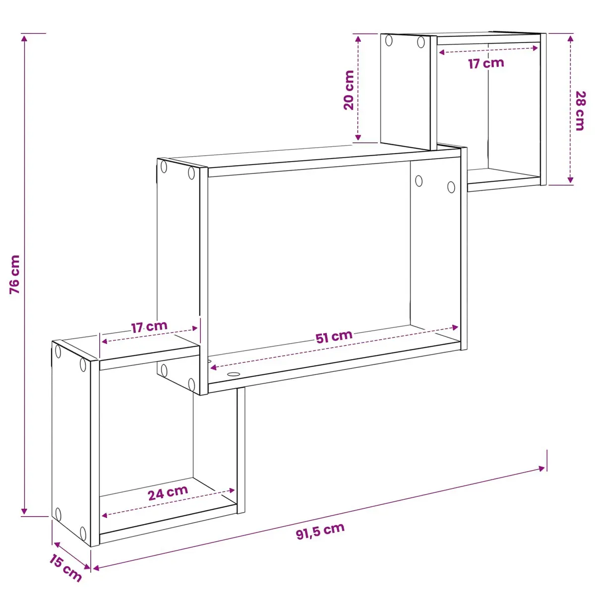 Wall Shelf Wall-Mounted Sonoma Oak Brown Modern 91.5 x 15 x 76 cm Engineered Wood
