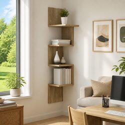 Brown Engineered Wood Wall Shelf for Versatile Storage