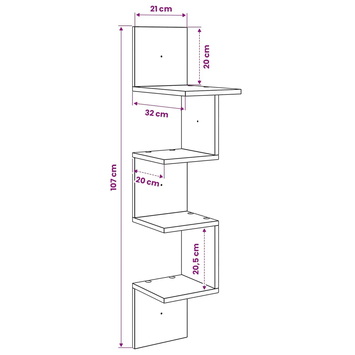 Wall Shelf Brown Engineered Wood 32 x 21 x 107 cm