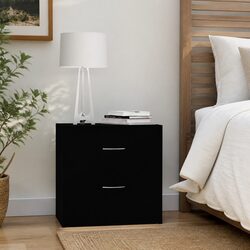 Black Bedside Cabinets Set of 2 with Drawers