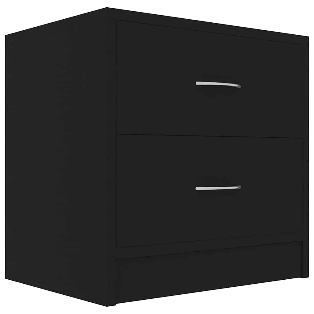 Black Bedside Cabinets Set of 2 with Drawers