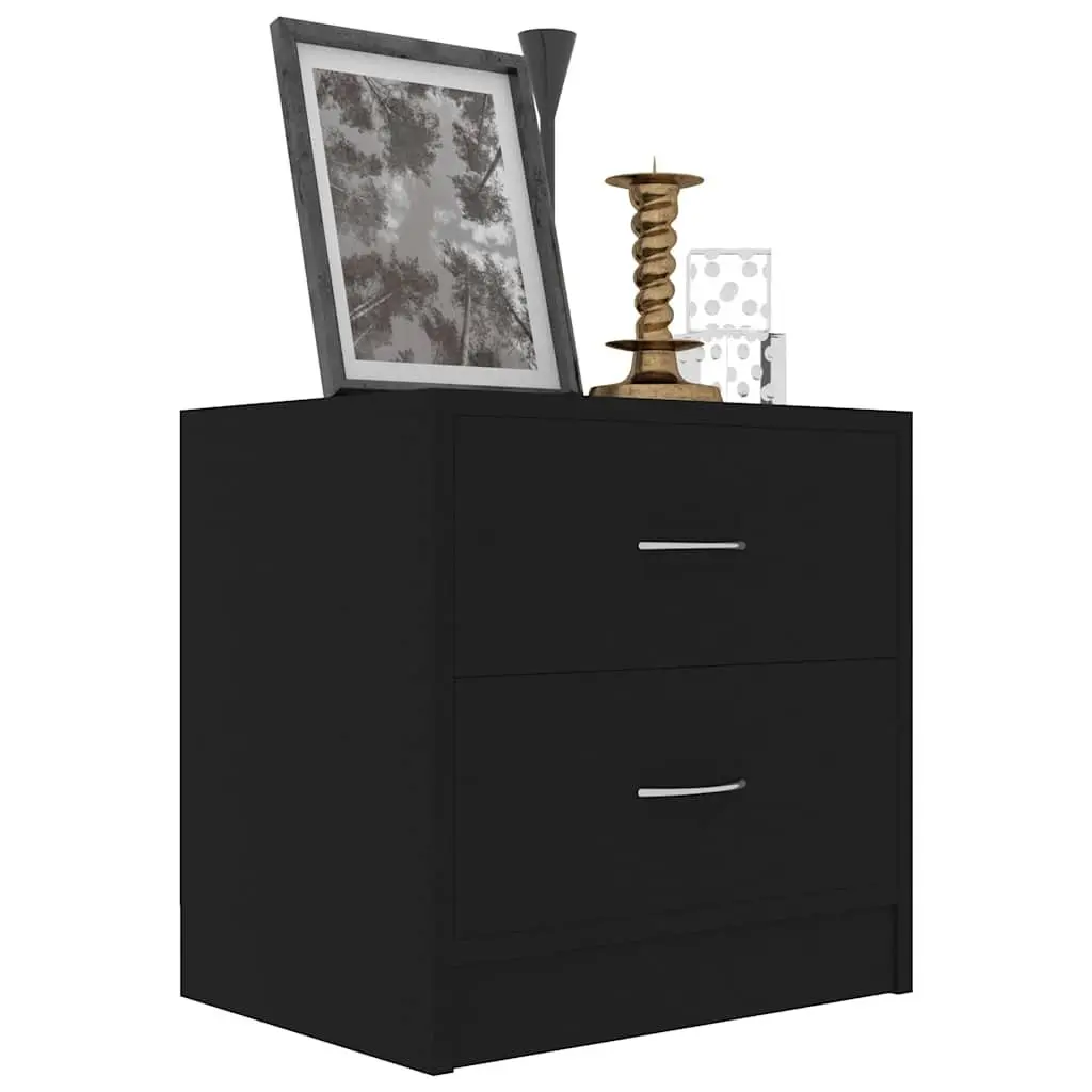 Black Bedside Cabinets Set of 2 with Drawers