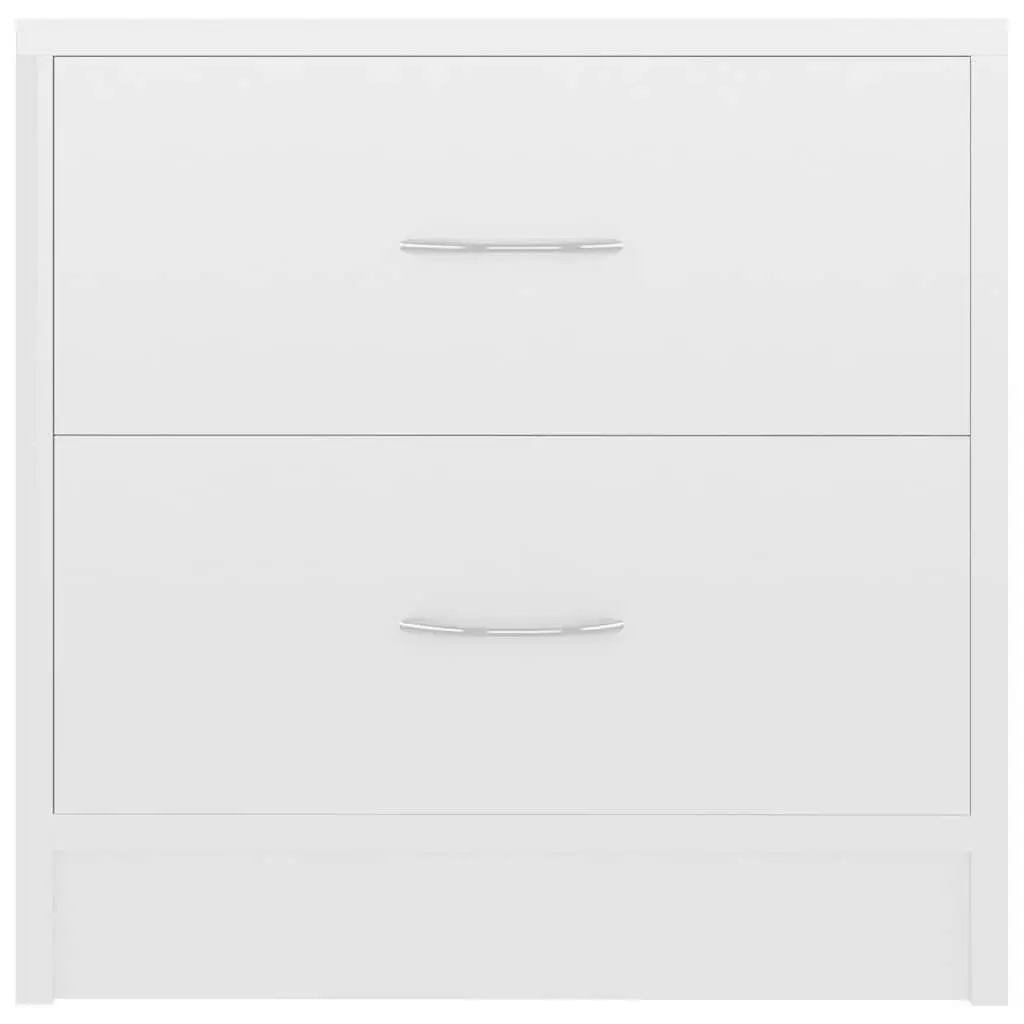 Bedside Cabinet High Gloss White 2 Drawer Engineered Wood Nightstand Storage Chest