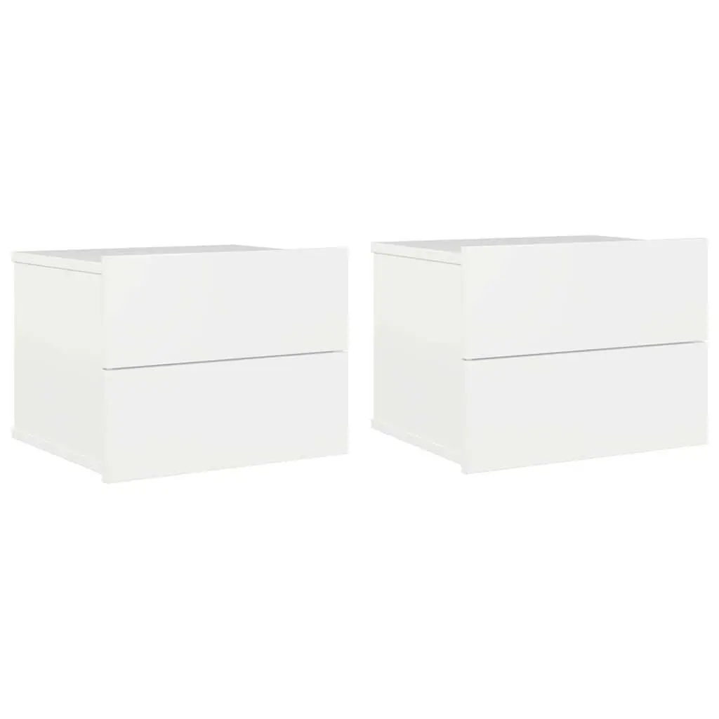 Bedside Cabinets High Gloss White 40x30x30 cm Engineered Wood Nightstand Storage Drawers Set of 2