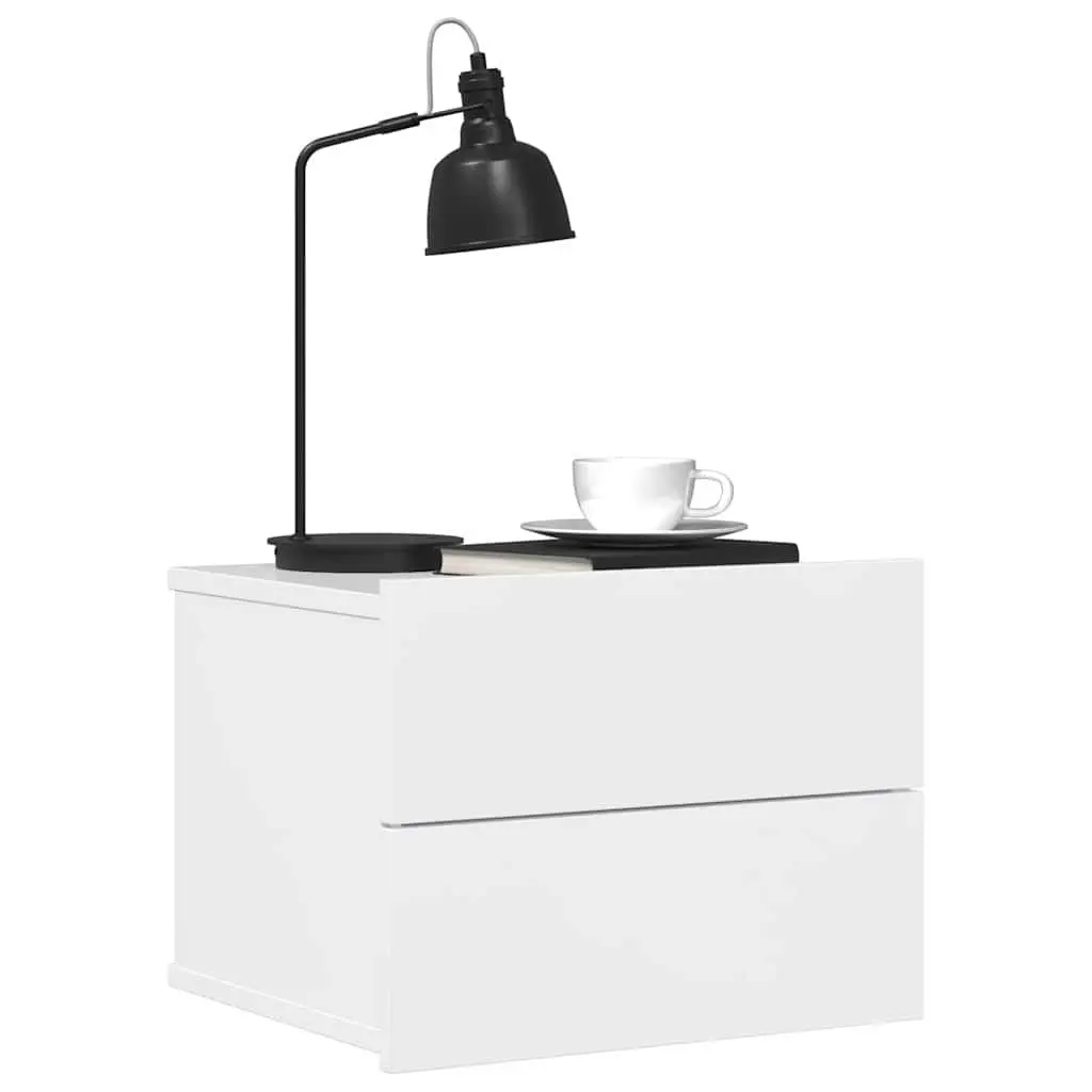 Bedside Cabinets High Gloss White 40x30x30 cm Engineered Wood Nightstand Storage Drawers Set of 2