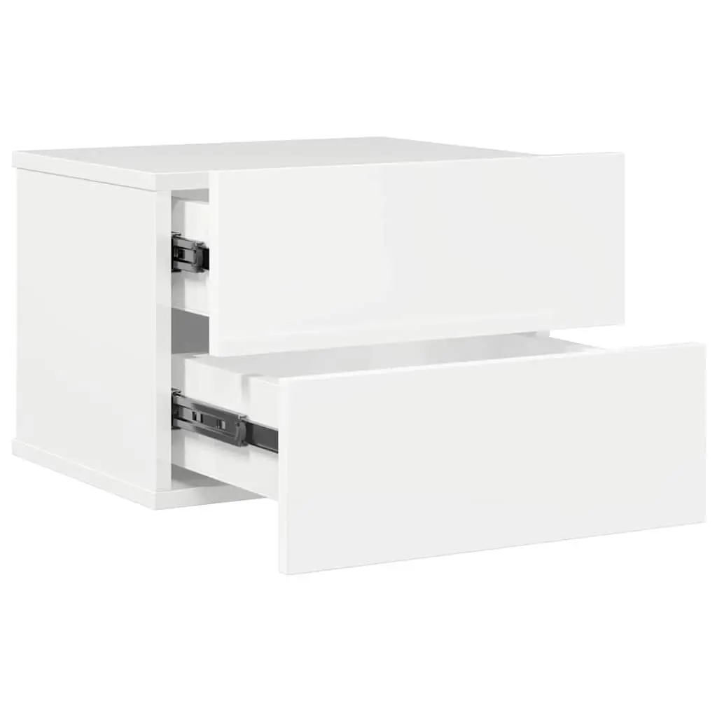 Bedside Cabinets High Gloss White 40x30x30 cm Engineered Wood Nightstand Storage Drawers Set of 2
