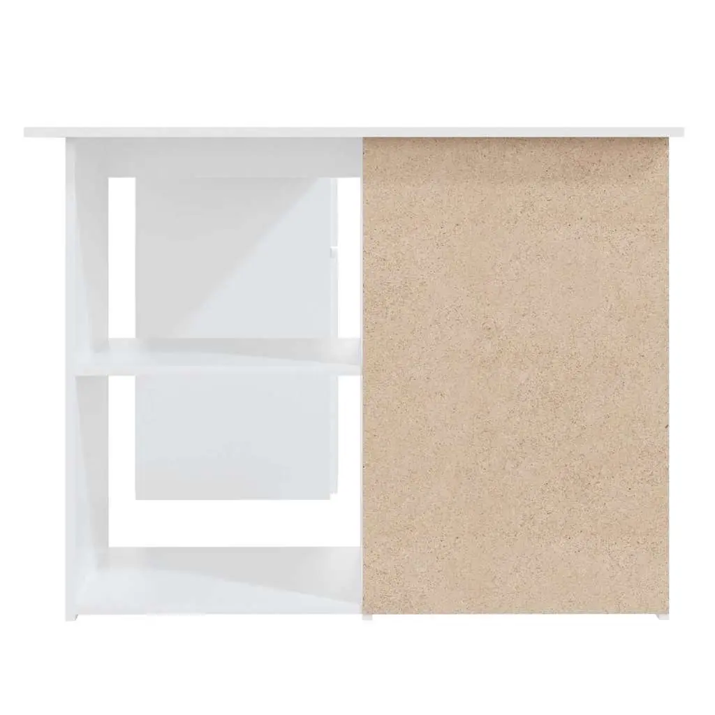Corner Desk White Engineered Wood 145cm x 100cm Home Office Workstation with Storage Drawers