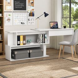 Rotating Corner Desk in White for Home Office
