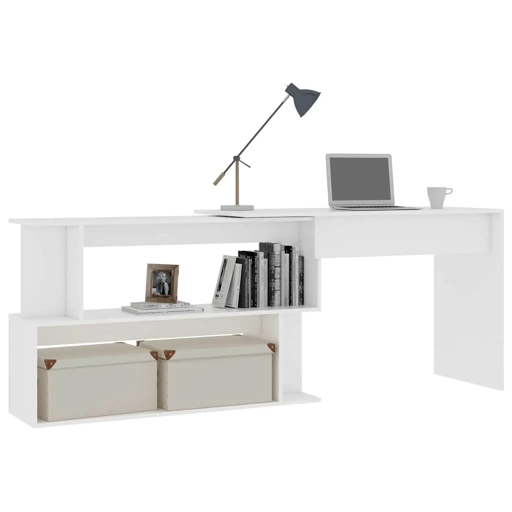 Rotating Corner Desk in White for Home Office