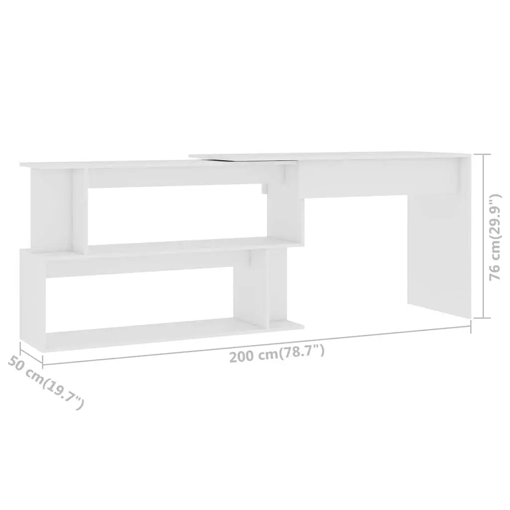 Rotating Corner Desk in White for Home Office