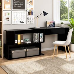 Rotatable Black Corner Desk for Home Office
