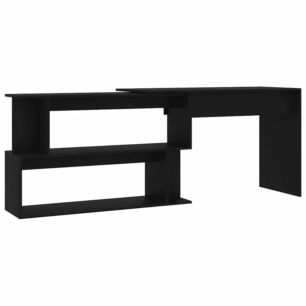 Rotatable Black Corner Desk for Home Office