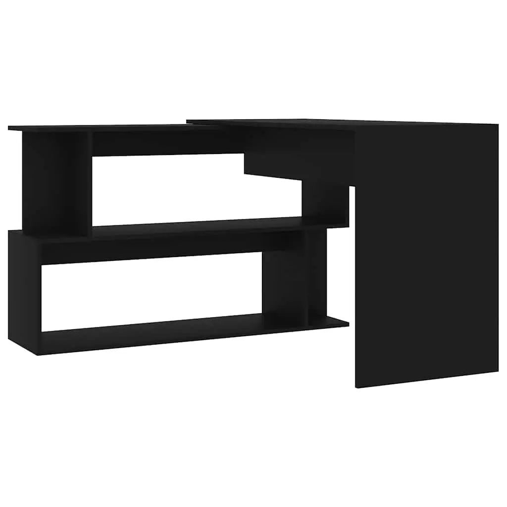 Rotatable Black Corner Desk for Home Office