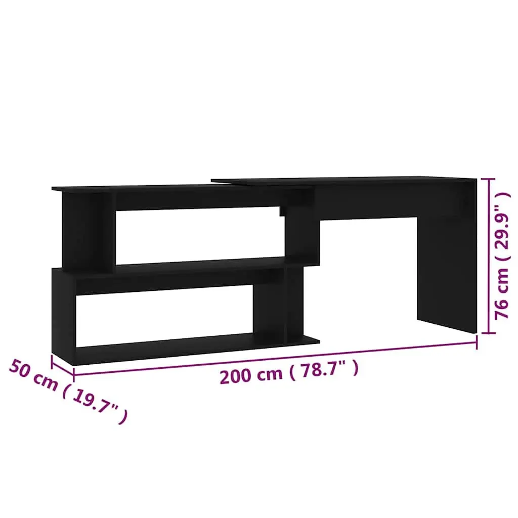 Rotatable Black Corner Desk for Home Office