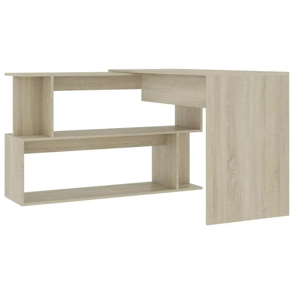 Corner Desk Rotatable Design Home Office Workstation Brown Engineered Wood Table