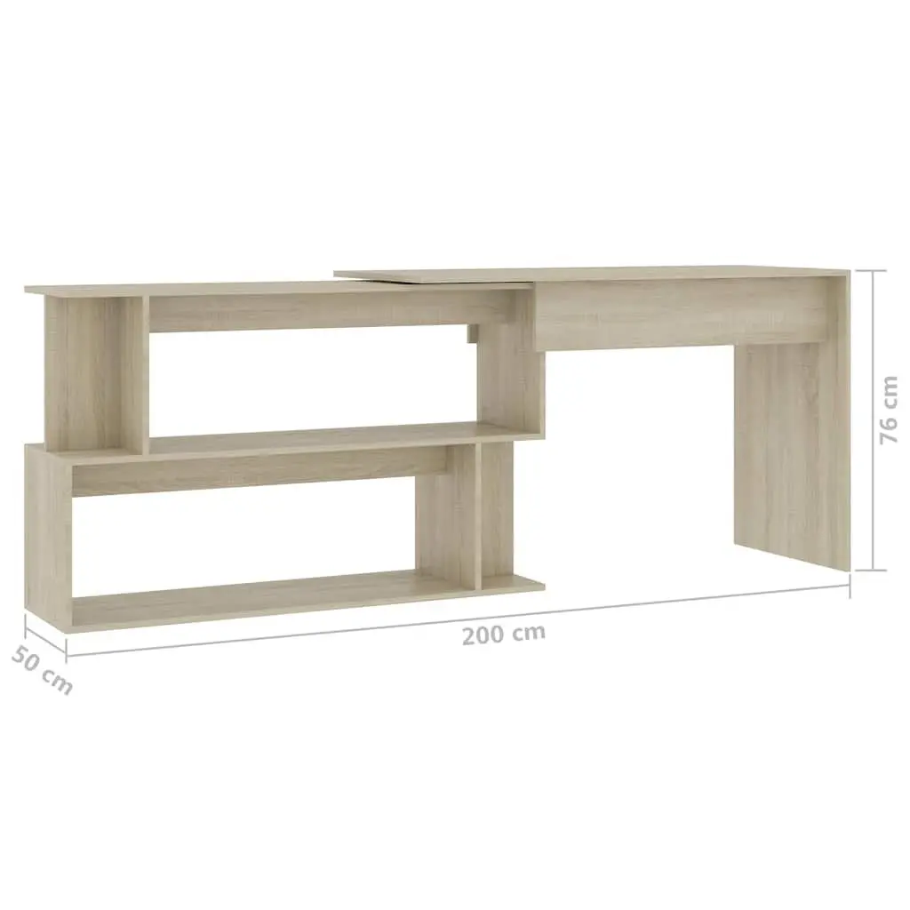 Corner Desk Rotatable Design Home Office Workstation Brown Engineered Wood Table