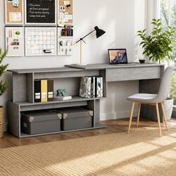 Grey Engineered Wood Corner Desk for Home Office