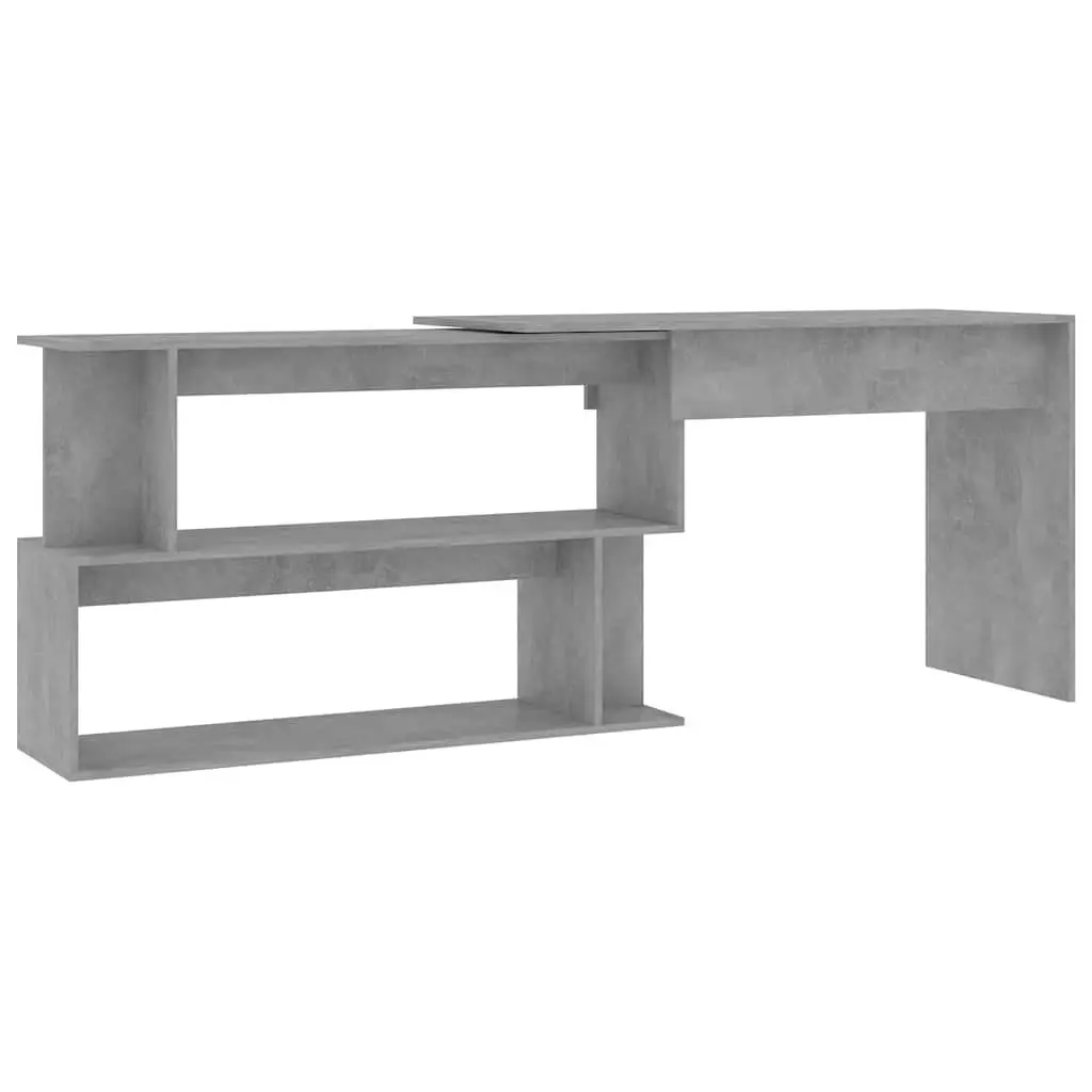 Grey Engineered Wood Corner Desk for Home Office
