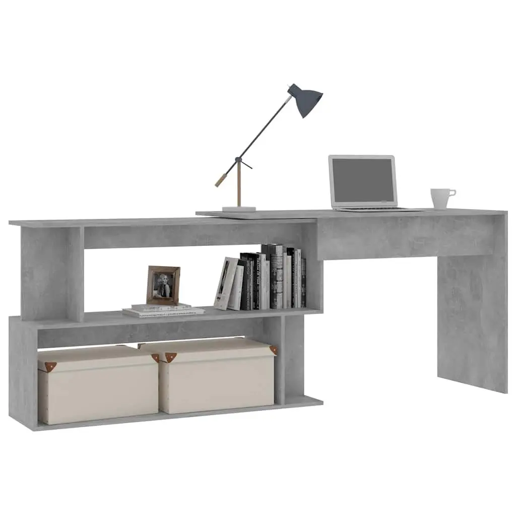 Grey Engineered Wood Corner Desk for Home Office