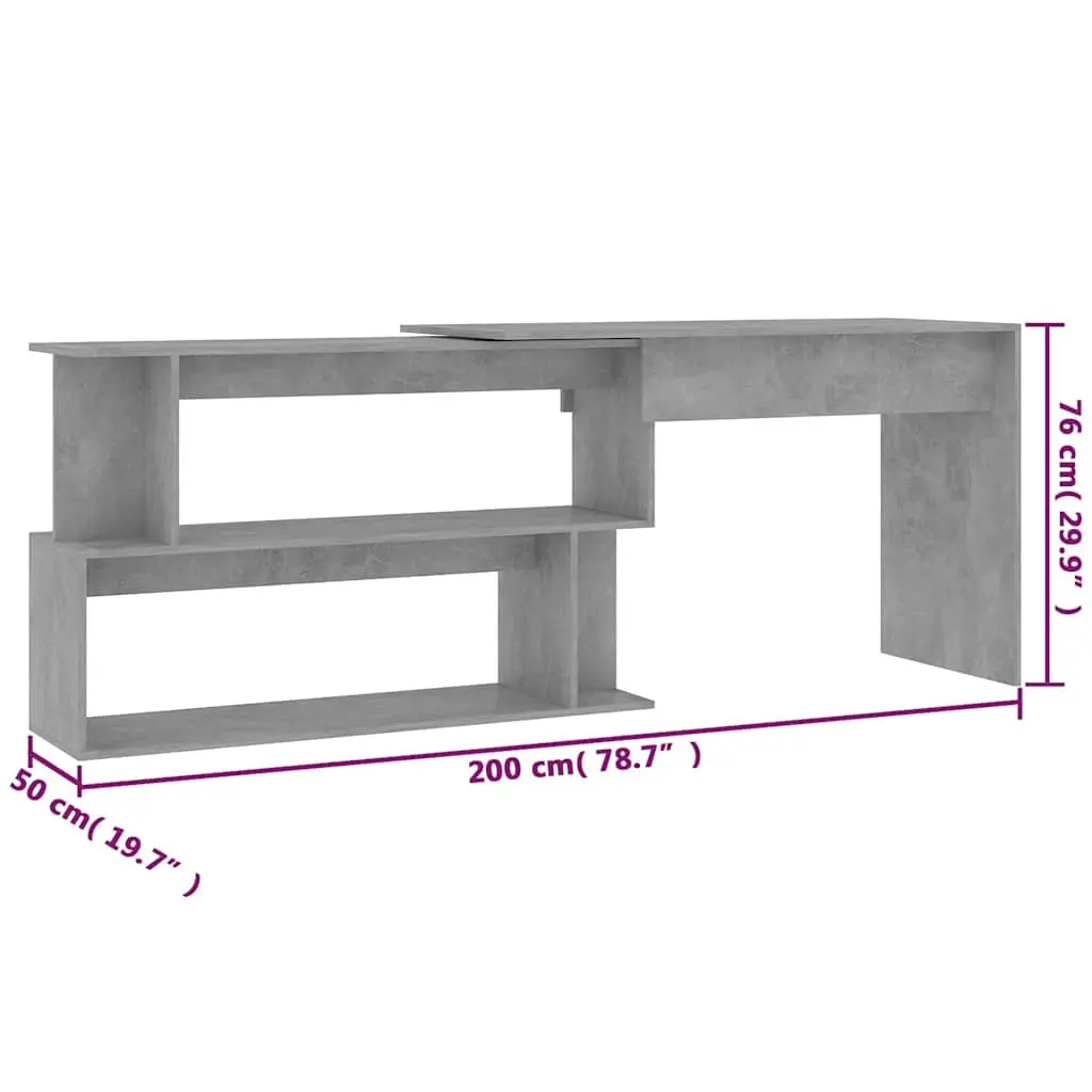 Grey Engineered Wood Corner Desk for Home Office