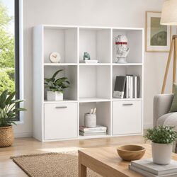 Stylish White Book Cabinet with Open Shelving