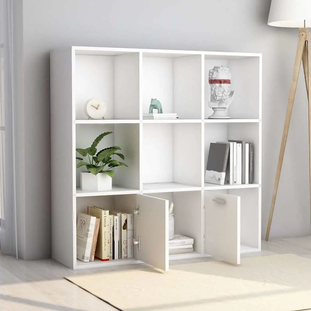 White Book Cabinet with Open Shelving
