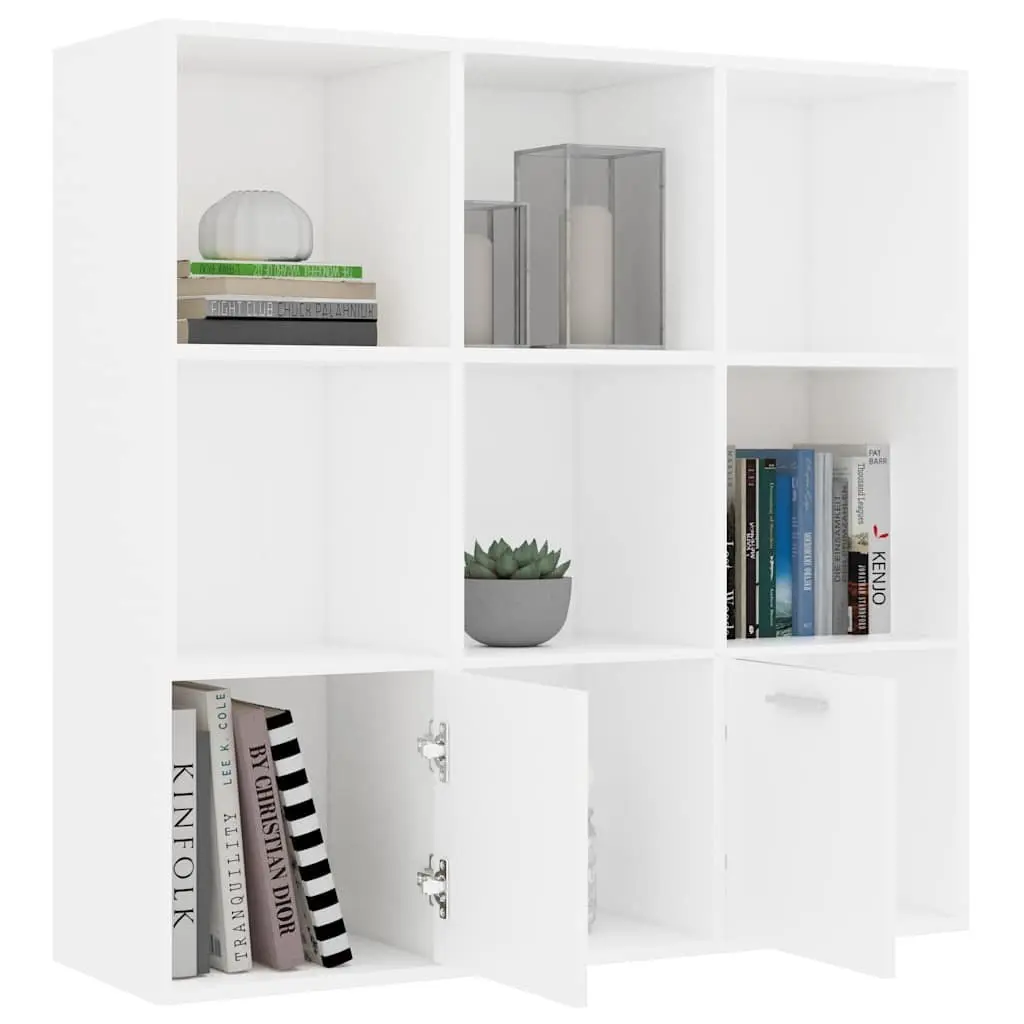 White Book Cabinet with Open Shelving