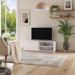 Elegant White Engineered Wood TV Cabinet for Storage