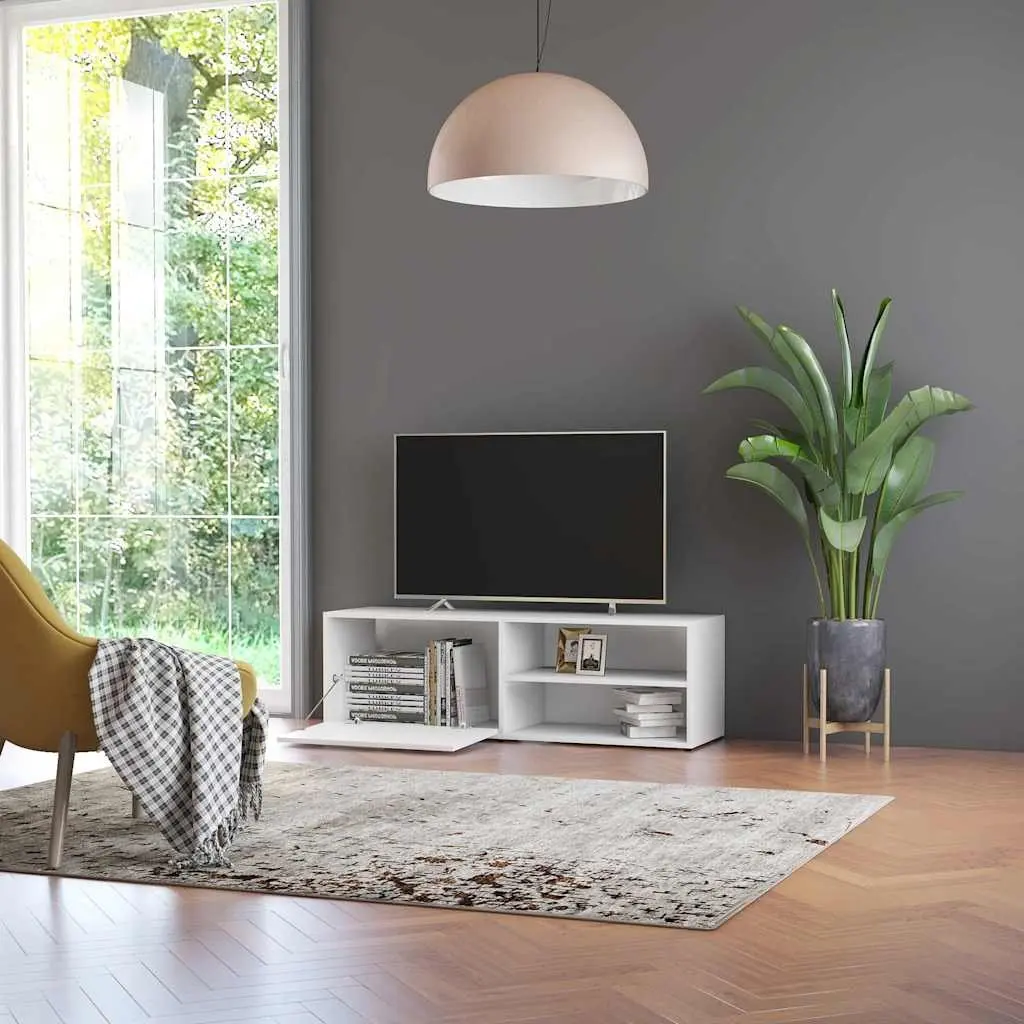 TV Cabinet White Engineered Wood Media Storage Unit 120 x 34 x 37 cm